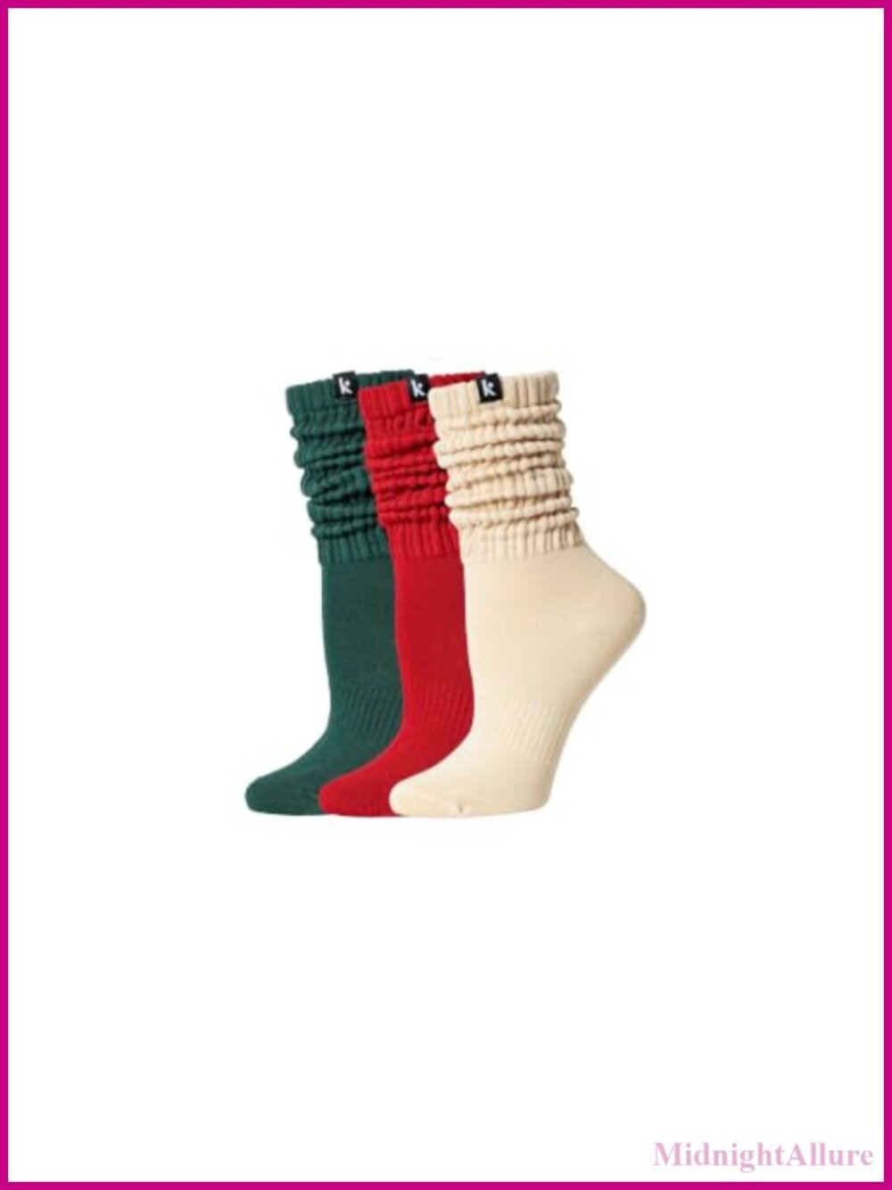 Scrunch Boot Socks for Women, Long Cozy Slouch Crew, 3 Pairs